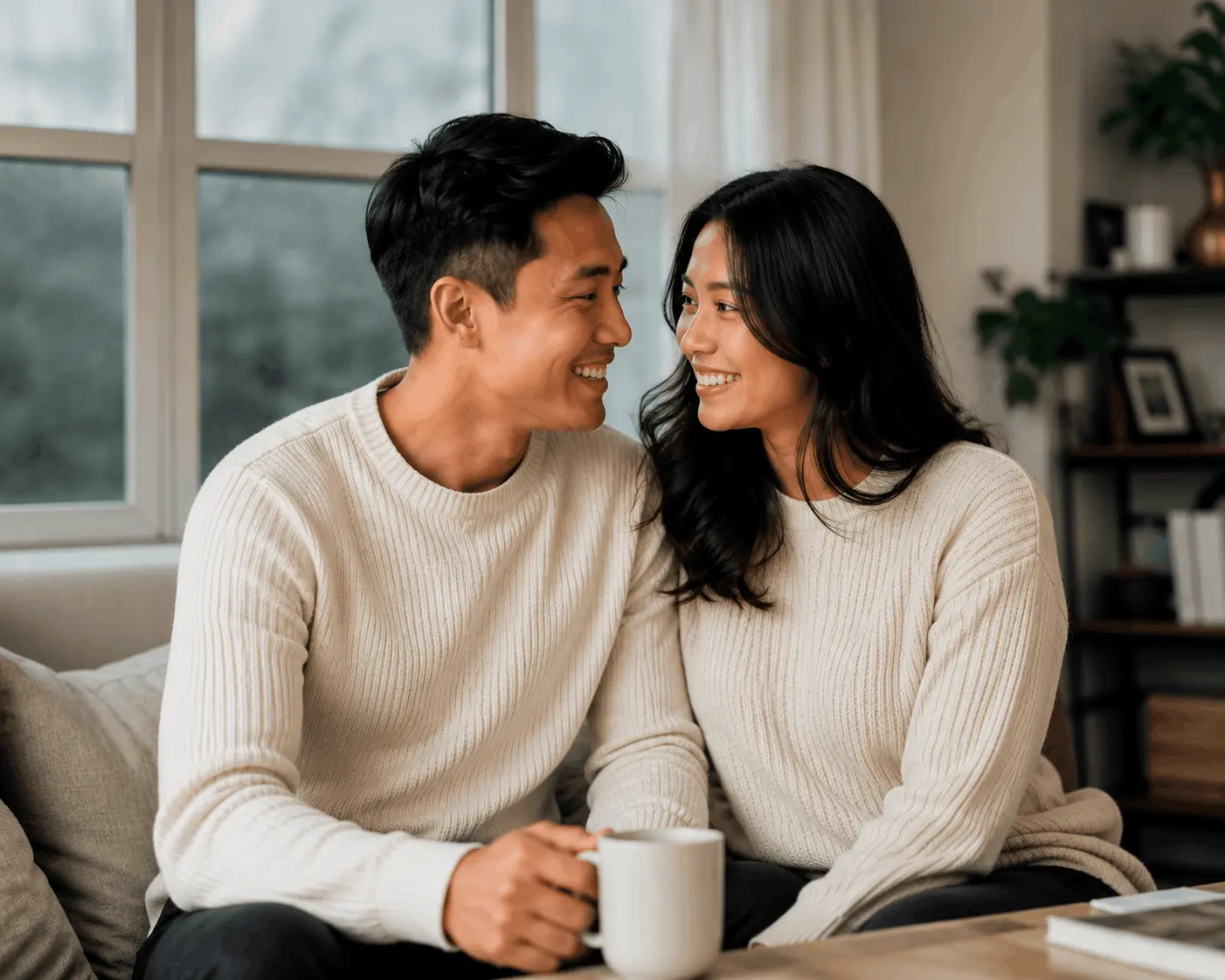 Couple smiling together